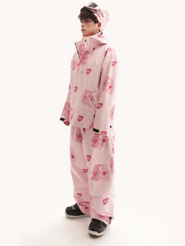 Molocoster Pink Rabbit Fleece Snow Suit