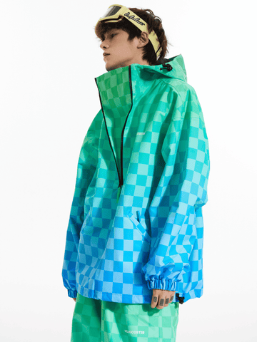 Molocoster Gradient Chess Zipper Fleece Suit - Snowears-snowboarding skiing jacket pants accessories