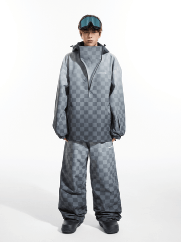 Molocoster Gradient Chess Zipper Fleece Suit - Snowears-snowboarding skiing jacket pants accessories