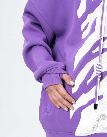 Hoodie Water Resistant Zebra Purple