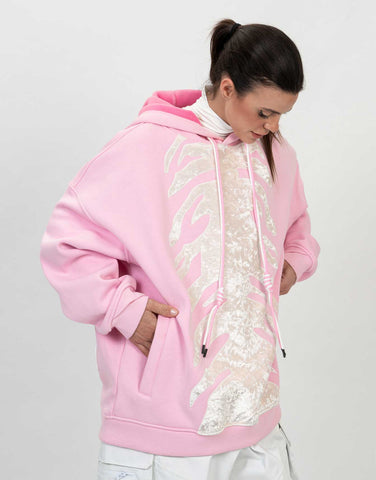 Hoodie Water Resistant Zebra Pink