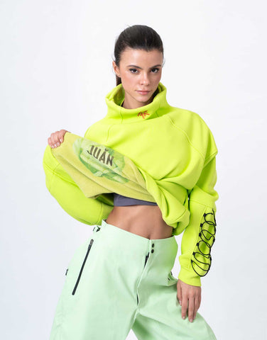 Hoodie Water Resistant Inside Lime Fluo